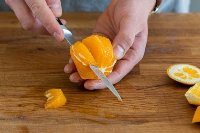 Orangen Filets schneiden