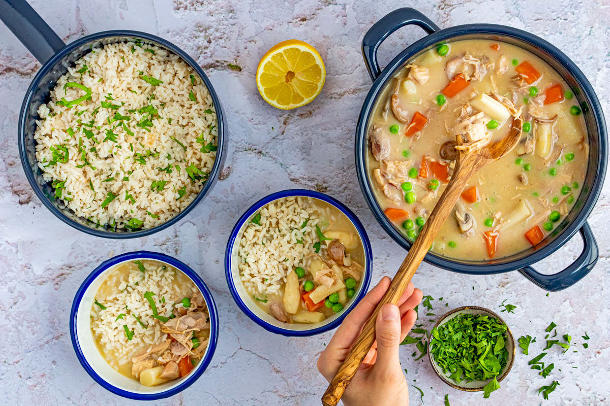 Huhnerfrikassee Mit Kapern Und Reis Selber Machen Rezept Eat De