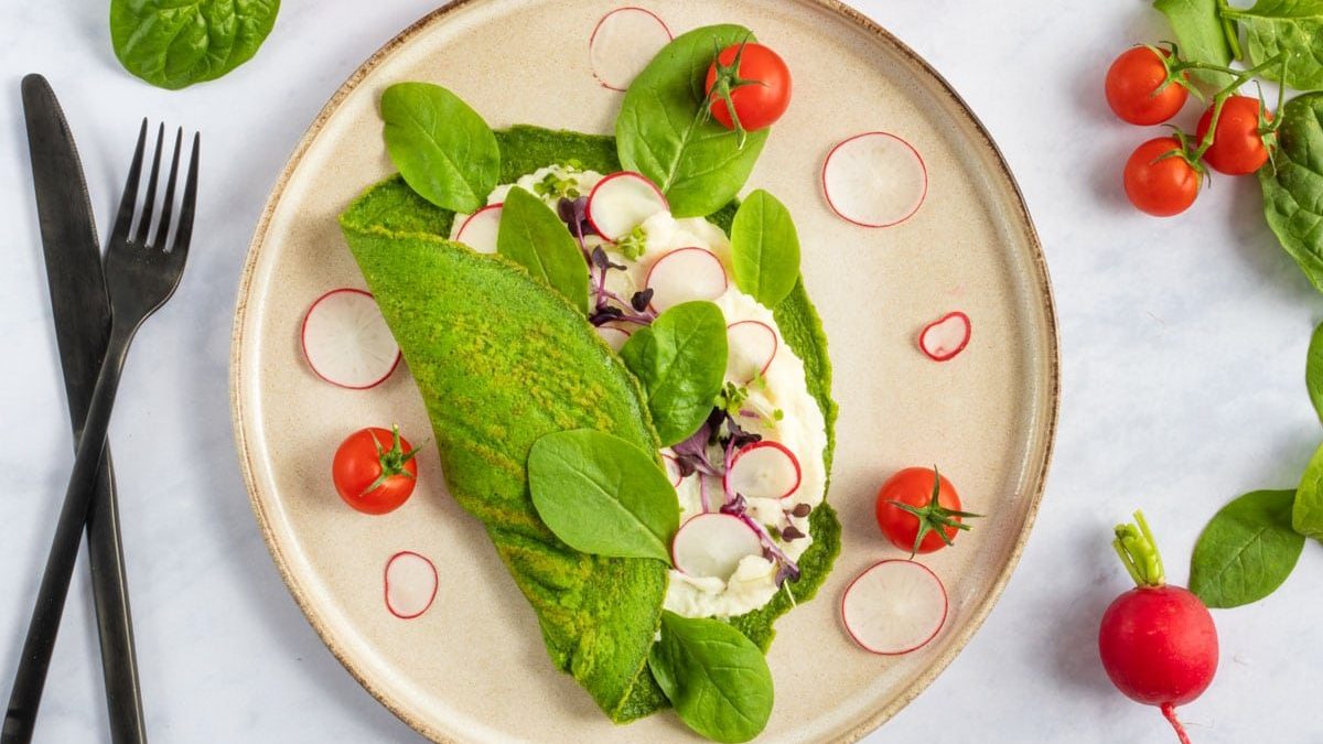 Gefüllte vegetarische Spinatpfannkuchen | Rezept