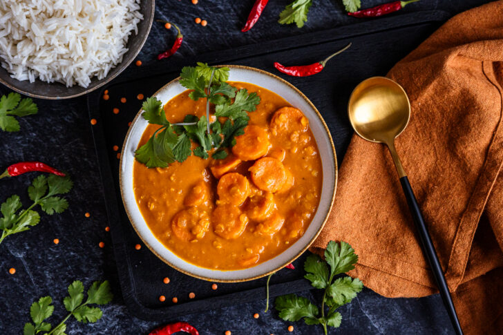 veganes Möhrencurry mit roten Linsen