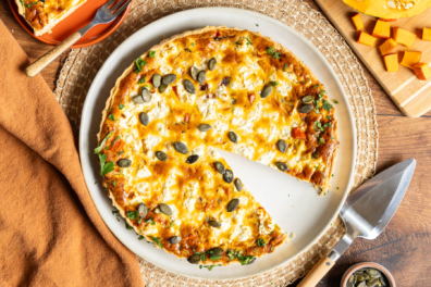 vegetarische Kürbisquiche top-down