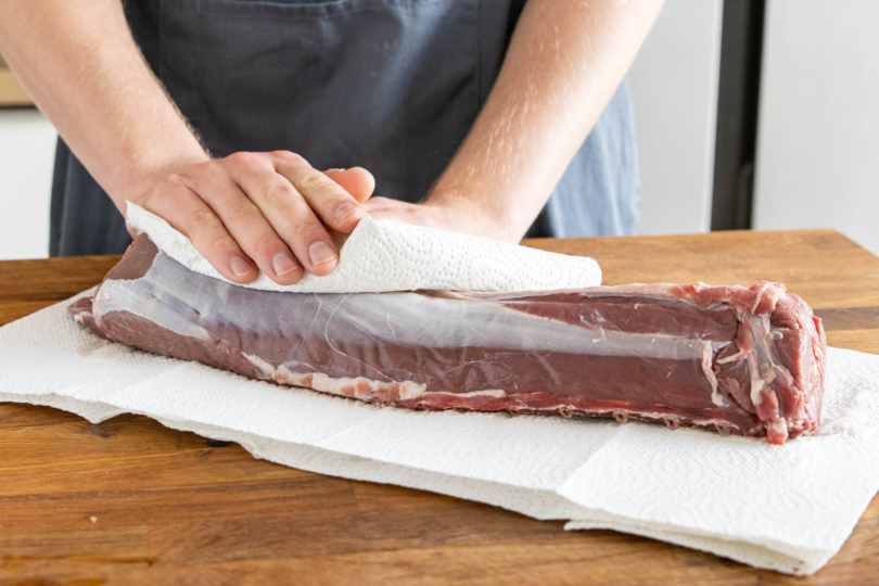 Rehfleisch trocken tupfen