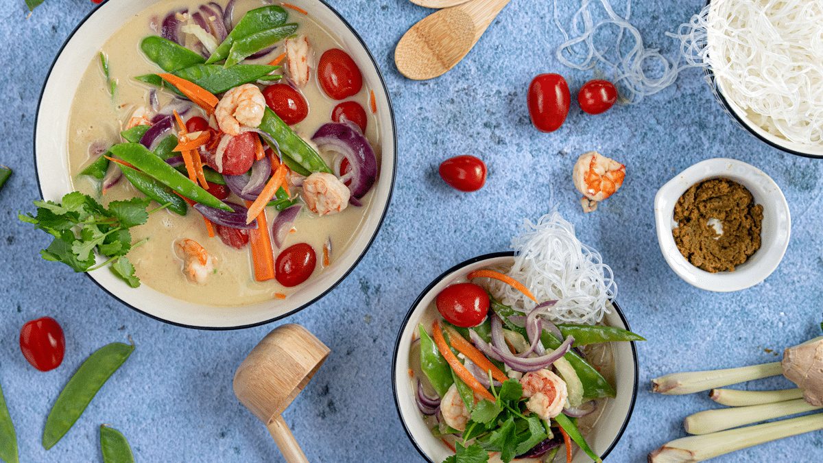 Grünes Garnelencurry mit Kokosmilch