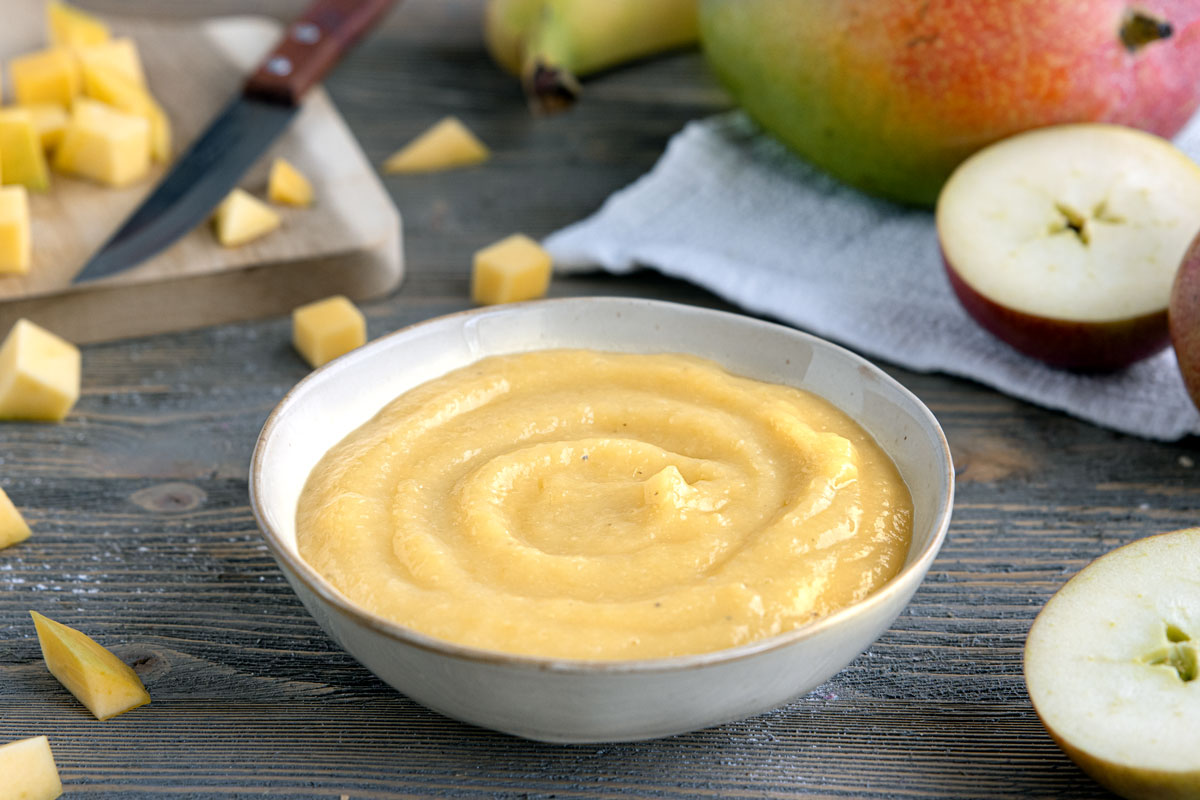 Mangomus mit Banane und Apfel | Rezept - eat.de