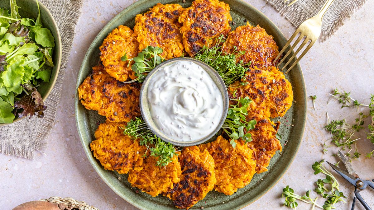 Einfache knusprige Süßkartoffelpuffer