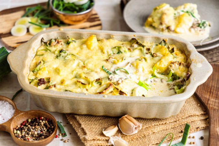 Lauchauflauf mit Hackfleisch