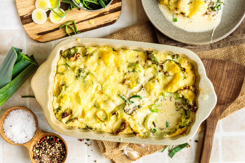 Lauchauflauf mit Hackfleisch