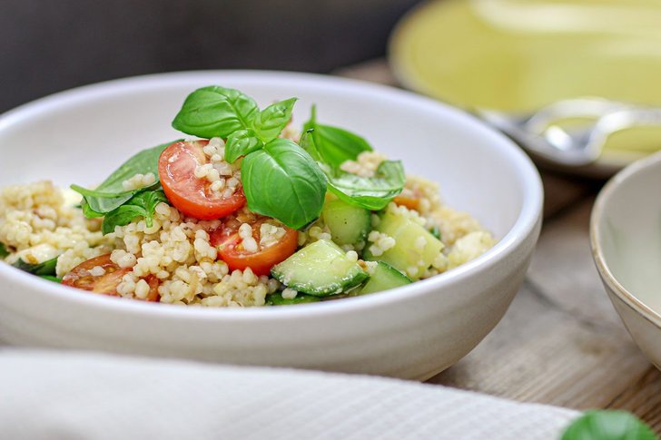 Graupensalat mit Mozarella