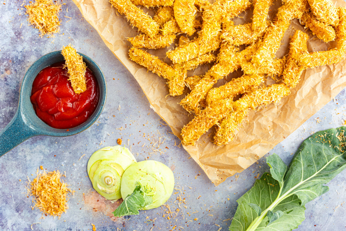 Kohlrabipommes mit Ketchup