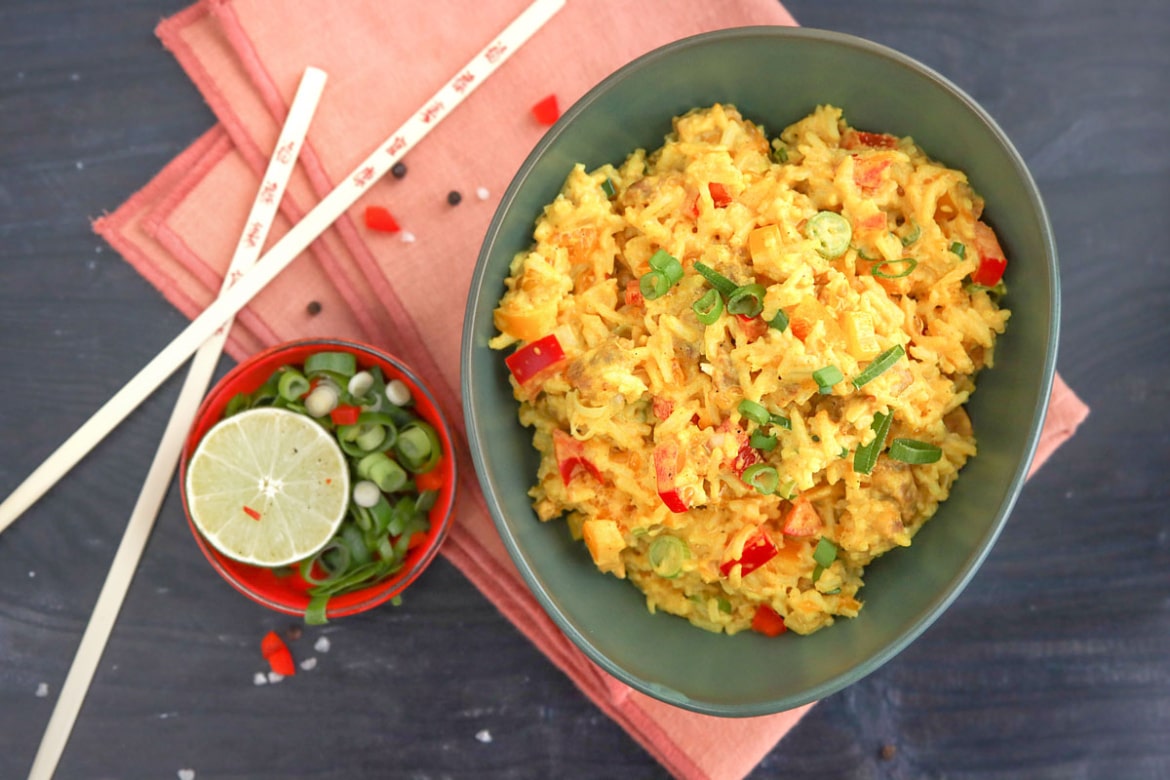 Veganer Reissalat mit Curry und Mandarinen | Rezept - eat.de