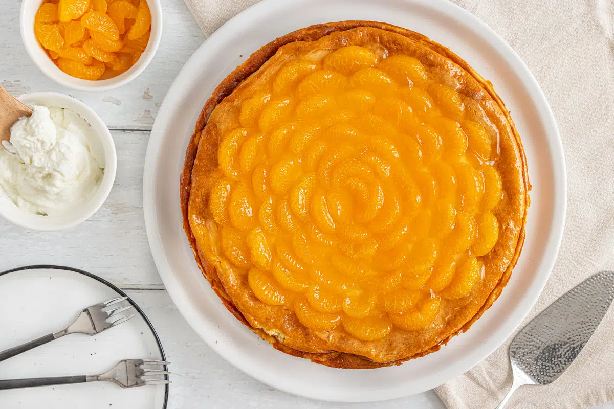Käsekuchen ohne Boden mit Mandarinen