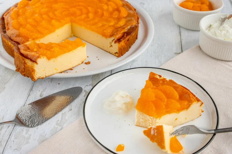 Käsekuchen ohne Boden mit Mandarinen