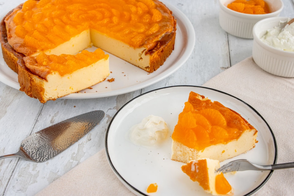 Käsekuchen Ohne Boden Mit Vanillepudding Und Mandarinen eat.de