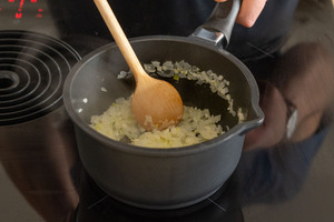Zwiebel und Knoblauch anschwitzen