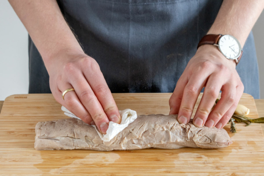Fleisch abtupfen