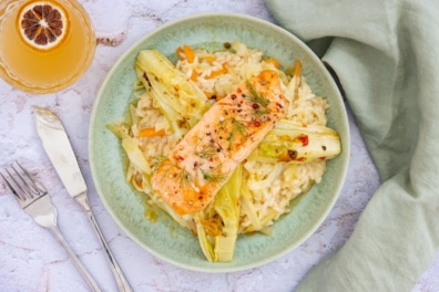 Fenchelrisotto mit Lachs