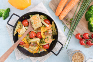 Maultaschenpfanne mit Gemüse