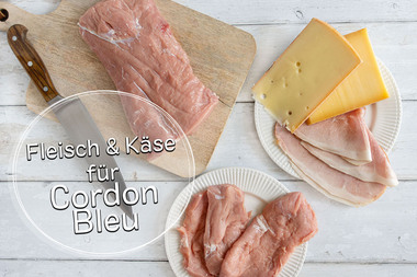 Fleisch und Käse für Cordon Bleu
