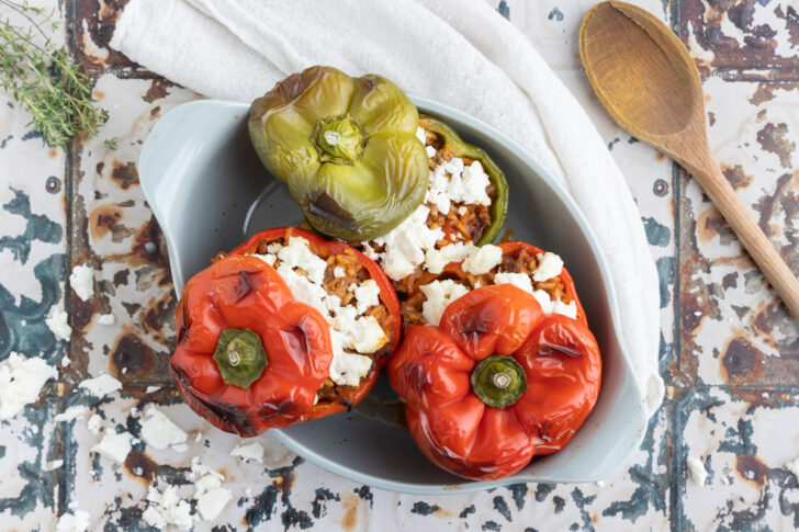 Gefüllte Paprika mit Reis und Hackfleisch