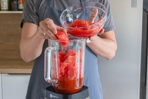 Melone in den Mixer geben