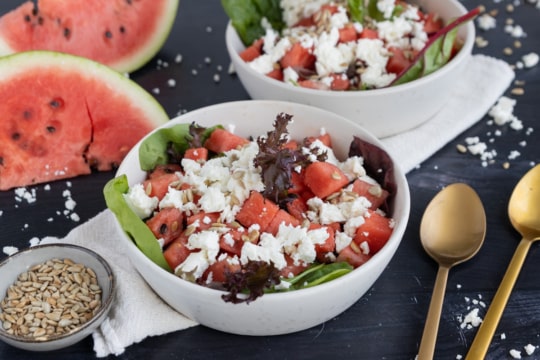 Wassermelonen Feta Salat mit Balsamico