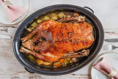 Gänsebraten bei Niedrigtemperatur gegart 