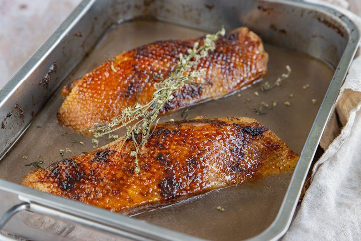 Gänsebrust bei Niedrigtemperatur gegart