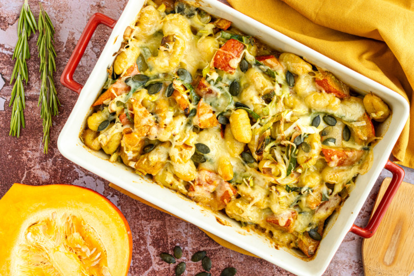 Vegetarischer Kürbis-Gnocchi-Auflauf