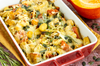 Vegetarischer Kürbis-Gnocchi-Auflauf