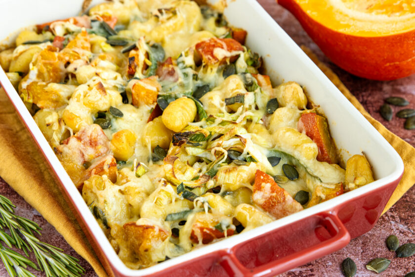 Vegetarischer Kürbis-Gnocchi-Auflauf