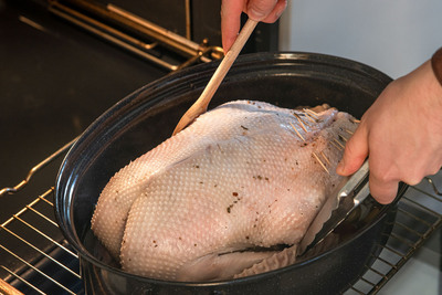 Gänsebraten drehen