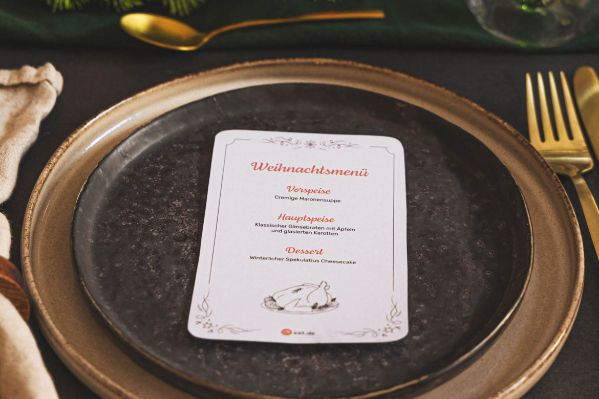 Karten für Weihnachtsmenü