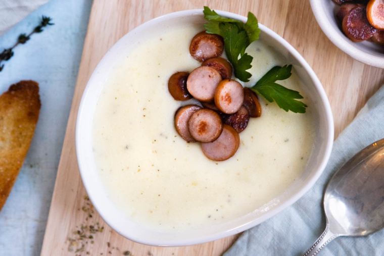 Kartoffelpüreesuppe aus Kartoffelbrei | Rezept - eat.de