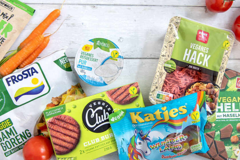 vegane neue Produkte im Supermarkt