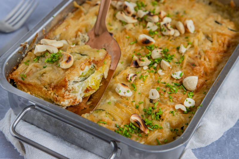 Veganer Kartoffelauflauf mit Zucchini