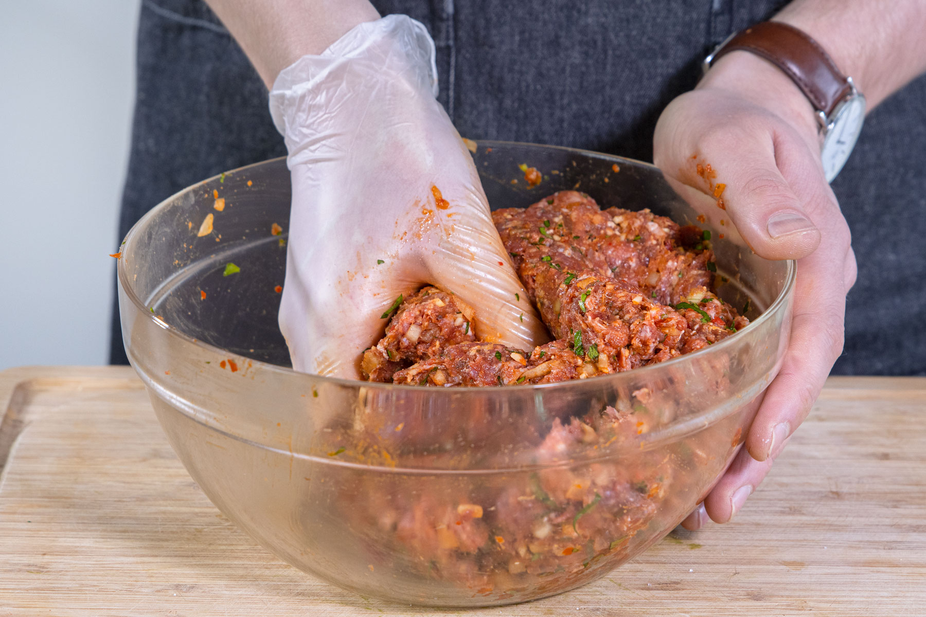 Fleisch kneten