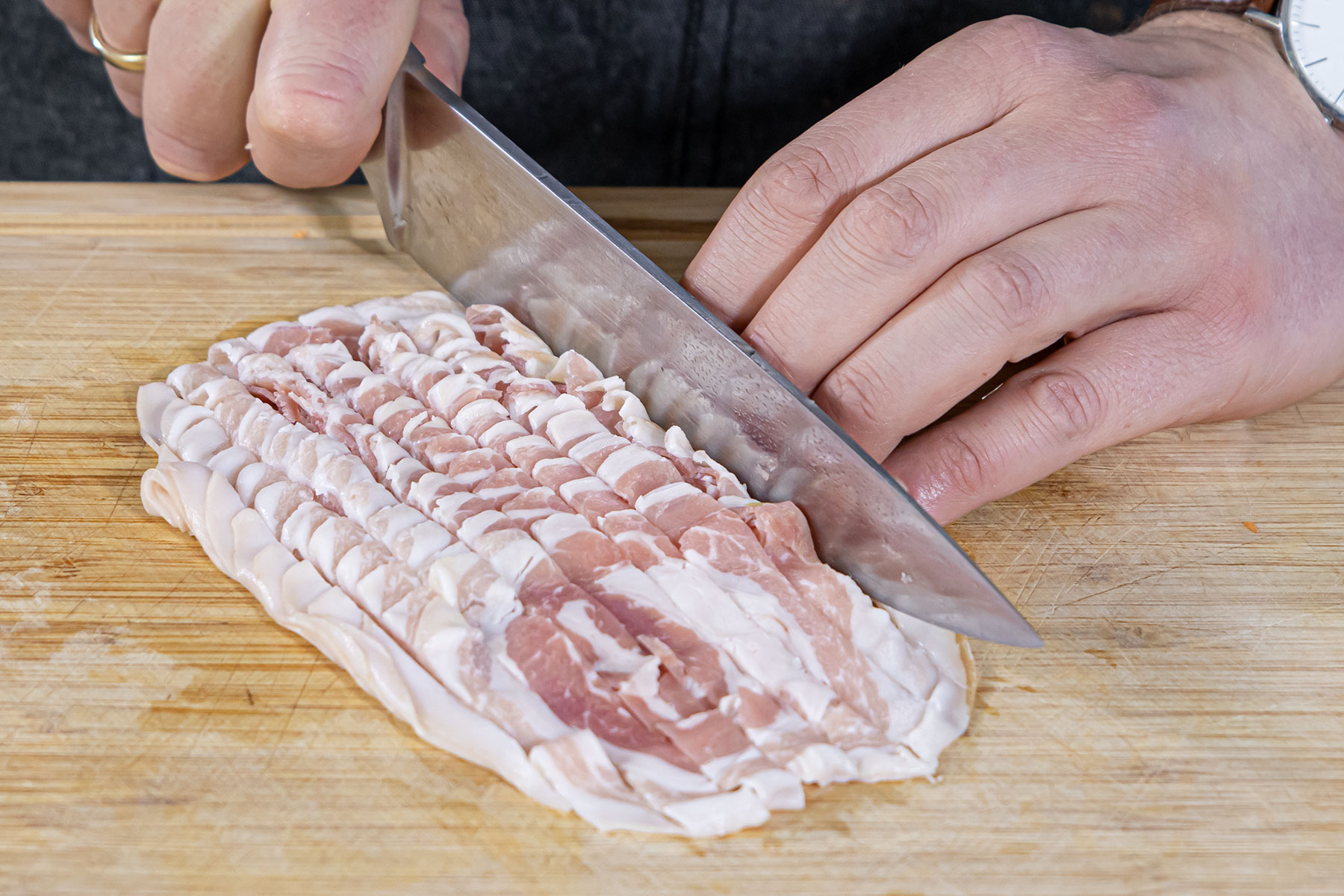 Pancetta klein schneiden