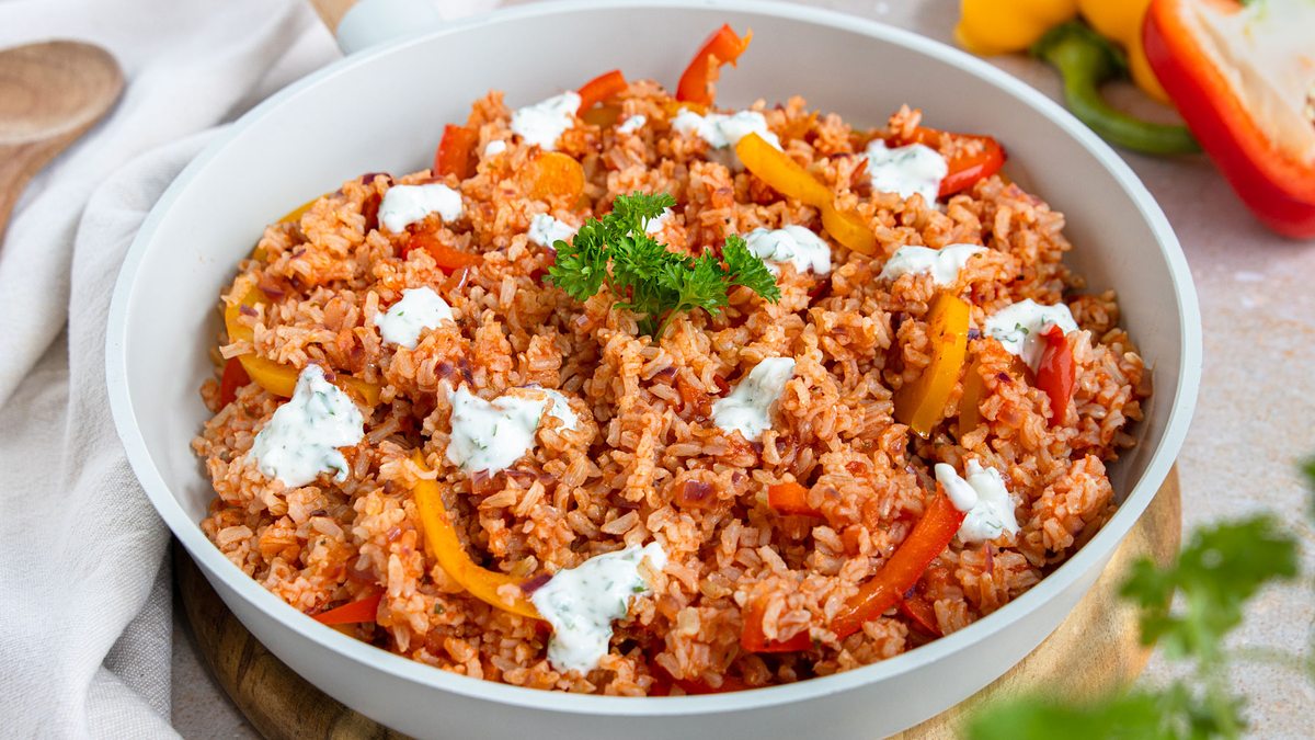 Vegetarische Paprika-Reispfanne
