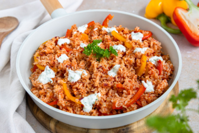 Vegetarische Paprika-Reispfanne