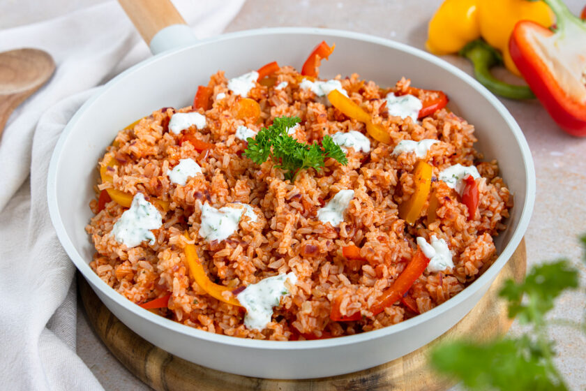 Vegetarische Paprika-Reispfanne