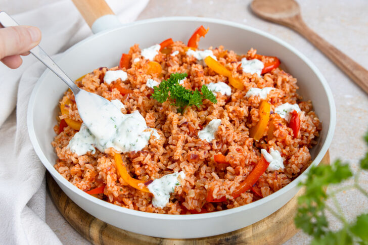 Vegetarische Paprika-Reispfanne