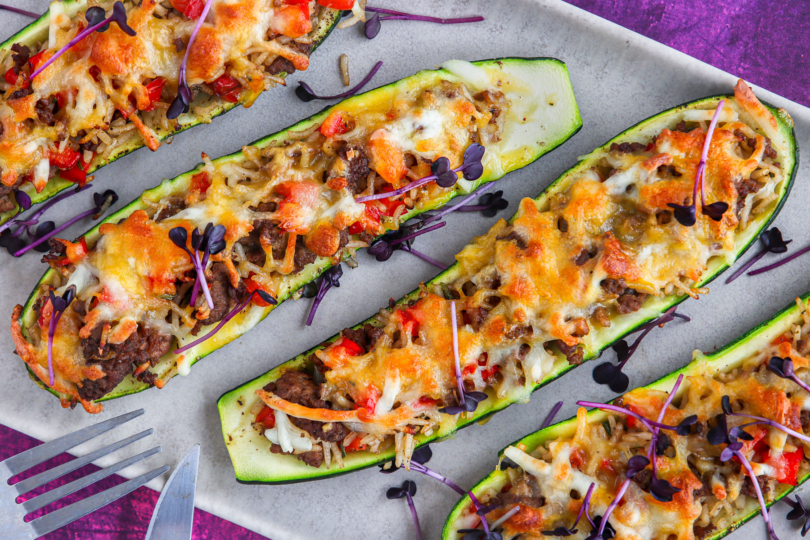 Gefüllte Zucchini mit Hackfleisch und Reis