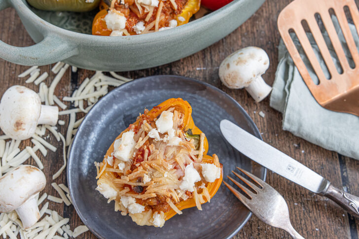 vegan gefüllte Paprika aus dem Backofen