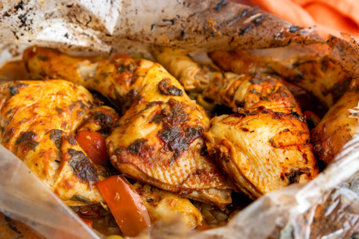 Rezept für mediterranere Hähnchenschenkel im Bratschlauch