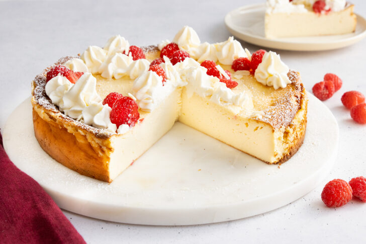 Käsekuchen ohne Boden mit Puddingpulver