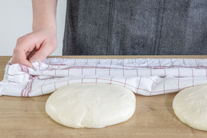 Pizzateig aufgegangen