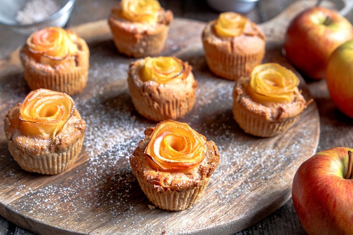 schnelle Apfelrosen Muffins