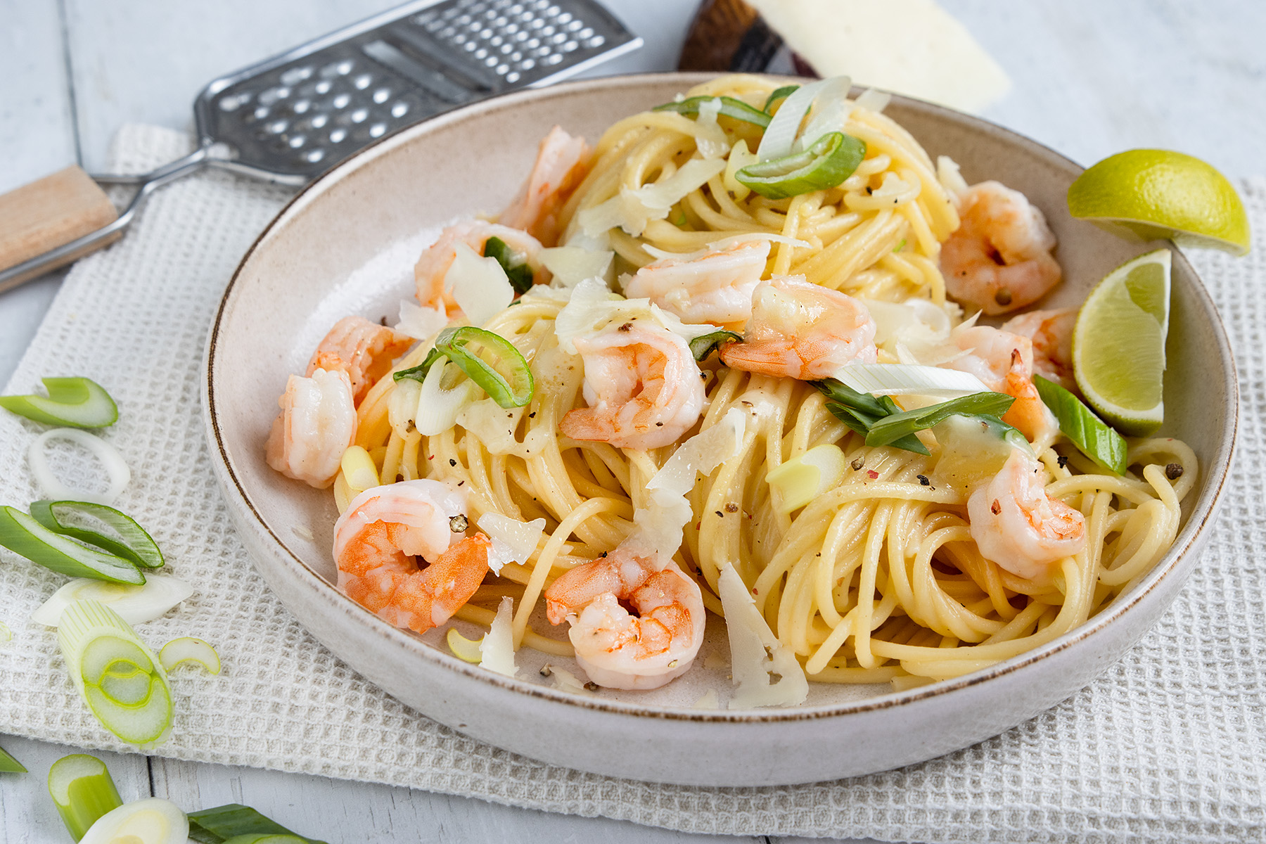 Spaghetti mit Garnelen