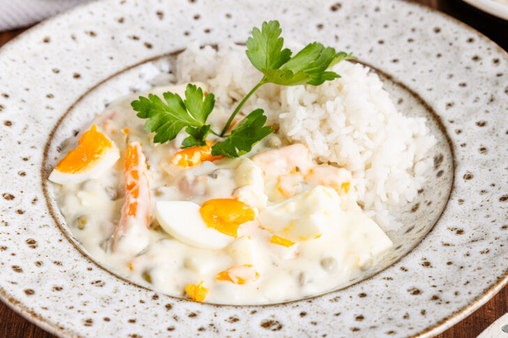 Eierfrikassee DDR-Rezept mit Reis