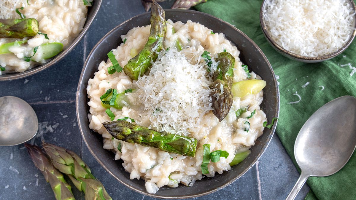 Risotto mit grünem Spargel